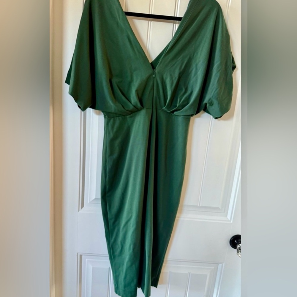 BANANA REPUBLIC SORAYA MIDI BUTTERFLY SLEEVE DRESS HUNTER GREEN 8 NWOT - Picture 5 of 7